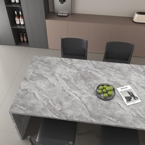 JSEVEM 16"¡¿118" Thick Grey White Cloud Pattern Marble Wallpaper Peel and Stick Vinyl Gray White Marble Contact Paper for Cabinet Waterproof Glossy Granite Wall Sticker for Walls Table Desk Countertops