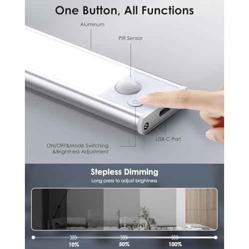 5-Pack 12in Under Cabinet Lighting, Upgraded 2500mAh Rechargeable Under Cabinet Lights Wireless, LED Motion Sensor Light Indoor Closet Lights Under-Counter Light Fixtures for Kitchen, Hallway