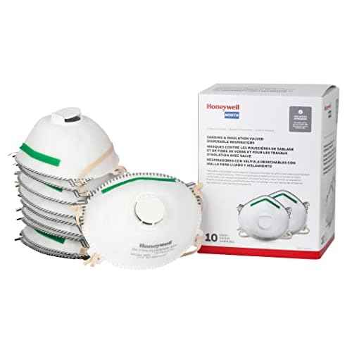 Honeywell Safety Products NIOSH-Approved N95 Respirator Mask with Exhalation Valve for Airborne Particulates, 10-Pack (RWS-54007), White