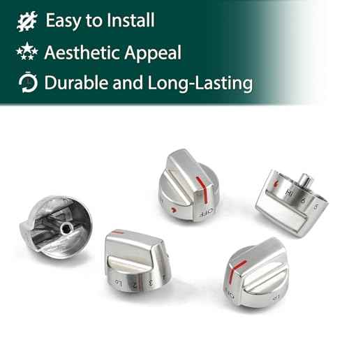 Stainless Steel 5304509064 Stove Knobs Replacement Parts for Frigidaire Gallery Oven Gas Stove Range 5304509929 Stove Top GCRG3060AFC Metal Silver Surface Burner Control Knobs 5 Pcs