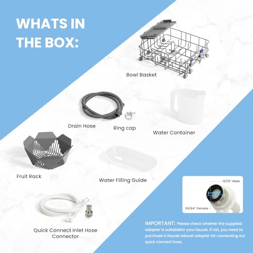 COMFEE' Countertop Dishwasher, Portable Dishwasher with 6L Built-in Water Tank, Mini Dishwasher with More Space Inside, 7 Programs, UV Hygiene& Auto Door Open, for Apartments, Dorms& RVs, White