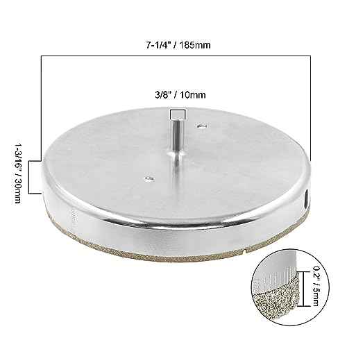 7-1/4 Inch Diamond Drill Bits, Glass Tile Hole Saw, Suitable for Ceramic, Glass, Tile, Porcelain, Marble