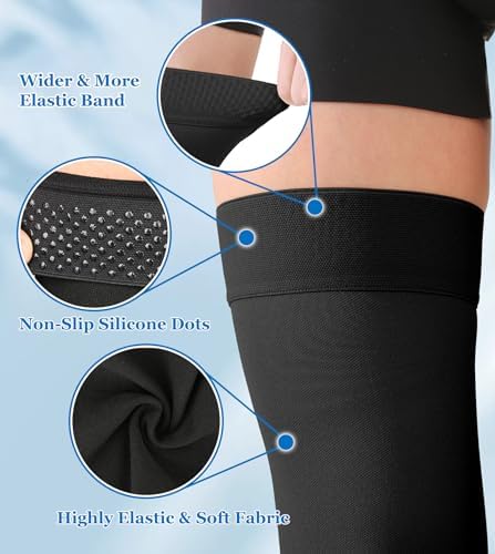 MGANG Medical 20-30 mmHg Compression Stockings for Women & Men, Pair, Thigh High Graduated Compression Socks, Closed Toe, Opaque, Support for Varicose Veins, Edema, DVT, Swelling, Flight, Black M