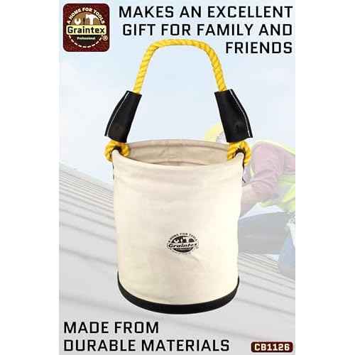 Graintex CB1126 Utility Canvas Bucket Plastic Bottom 12¡± x 16¡± Heavy Duty Canvas