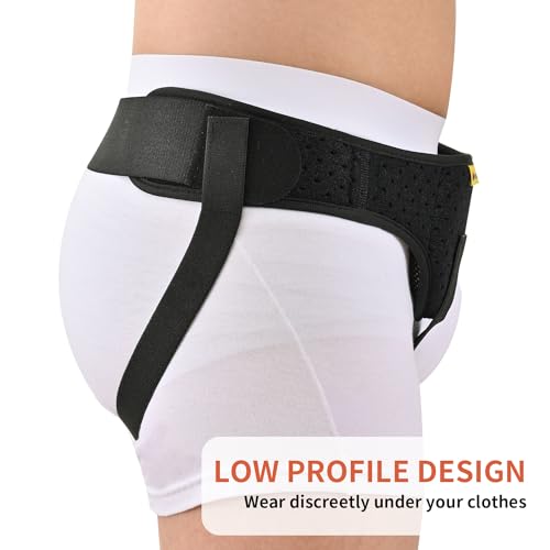 Inguinal Hernia Belt for Men & Women | Single-Side Precision Support (Left/Right) | Medical-Grade Post-Surgery Truss with Adjustable Waist Strap | Black, S (24"-29.5" Hip)
