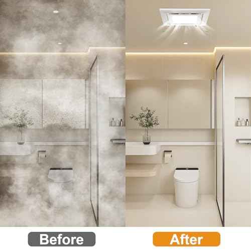 Bathroom Exhaust Fan with Light, Ultra Quiet Ventilation Fan Combo 1.0 Sone 130CFM, 10x10 Ceiling Bath Fan with 1500LM LED Light for Bathroom, Fits 8.3"x8.3" Opening