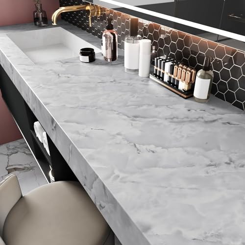 Marble Design Vinyl Wallpaper,Peel and Stick Wallpaper; Home Decor Background Sticker, Bathroom and Kitchen Wall Application15.8 * 197