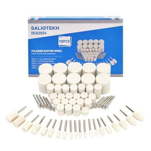 110PCS Wool Felt Polishing Wheel Kit for Rotary Tool - 1/8" Shank, Jewelry Metal Buffing Wheels