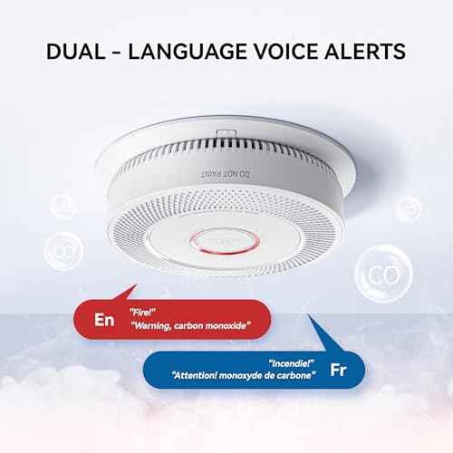 SITERWELL Smoke and Carbon Monoxide Detector 10-Year Battery, Wireless Interconnected Smoke Alarm Carbon Monoxide Detector with Dual Language Voice Alerts for Home and Babyroom, 1 Pack