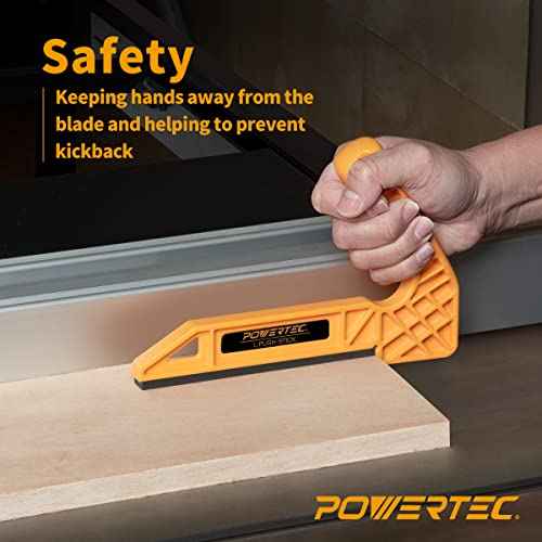 POWERTEC L Shape Push Stick for Table Saws, Router Tables, Jointers, Ergonomic Handle Table Saw Push Stick, Woodworking Table Saw Safety Accessories for Hand Protection, 1PK (71452)