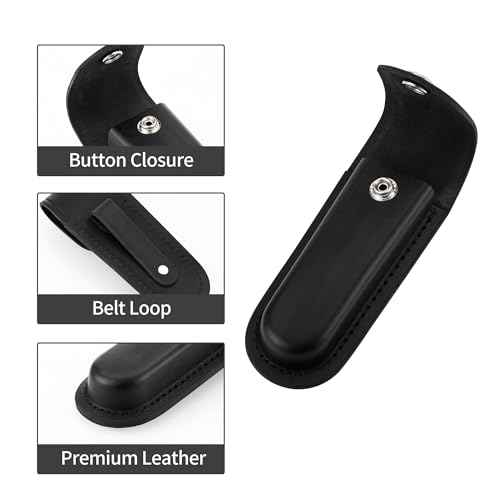 Pocket Knife Sheath, 5" Folding Pocket EDC Knife Case, Portable Pouch Knife Leather Holster with Snap Closure and Belt Loop, Accessory for Outdoor Climbing, Camping, Cycling and Hiking, Black