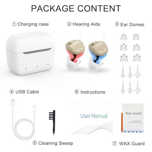 Not Amplifier True Hearing Aids for Seniors Invisible Rechargeable with Hearing Loss 11 Channel Noise Cancelling Small Discreet In Ear Easy to Use Comfort Fit