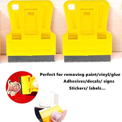 1.5 inch High Visibility Mini Razor Blade Scraper Glass Scraper Paint Window Scraper With 5 Metal Scraper Razor Blades 5 Dual Plastic Double Edge Razor Blades Removing Decal Stickers Old Glue
