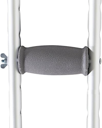 PCP Aluminum Crutches, Push Button Adjustable Height, Lightweight, 1 Pair, Adult Regular Size (5'2" to 5'10"), Chrome
