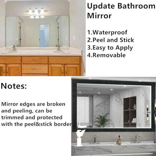 11Yard Peel&Stick Black Wood Grain Wallpaper Border Bathroom Mirror Frame Sticker Removable Waterproof Kitchen Wall Decor Tape (Black, 3.94Inch x 32.8Ft)