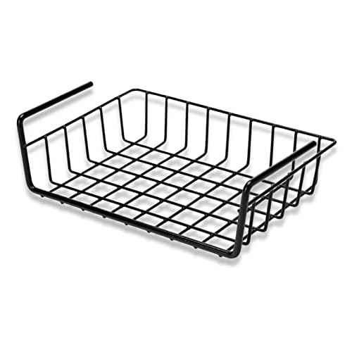 SnapSafe Hanging Shelf Document Basket, 76012 - Coated Wire Basket Maximizes Storage for Documents, Gun Accessories, & Ammo - Easy Access Under Shelf Storage for Gun Safes - Holds Up to 40 Pounds