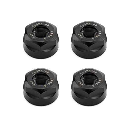 QWORK ER20 A Collet Clamping Nuts for CNC Milling Chuck Holder Lathe, 4 Pack (Black)