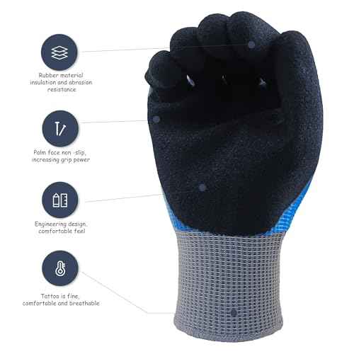 2 Pairs Insulated Electrician Gloves 1000V Voltage Resistant Flame Retardant Work Gloves, Electrical Rubber Non-slip Texture Design for Electricians Prevent Shock