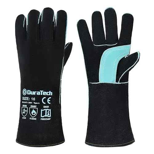 DURATECH Welding Gloves, 16¡ÈLong Sleeve Fireplace Gloves with Kevlar Stitching, 932¢µ Heat/Fire Resistant Cow Leather Gloves, Carbon Fiber Lining, for Mig, Tig, Stick, Forge, BBQ, Grill, Fireplace