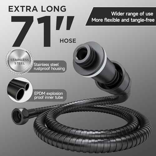 Veken 11.8'' Rain Black Shower Head with Handheld Spray Combo, Extension Arm for Rainfall showerhead, Muti-modes Massage High Pressure Hand Held Shower Heads with Hose, Anti-Clog Nozzles & Bathroom