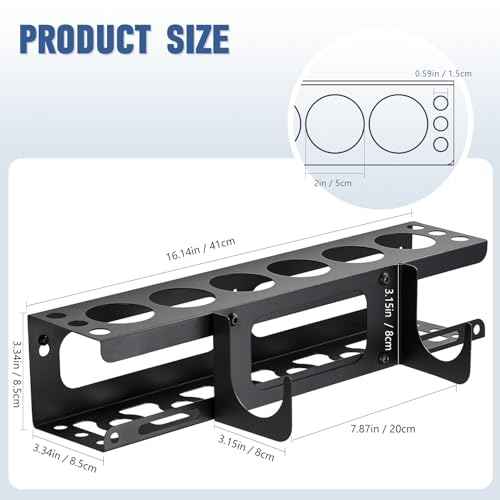 Caulking Gun and Tube Holder, Siligun Caulking Gun Rack, Caulk Tube Storage Organizer and Wall Mount Silicone Caulking Tools for Garage Workshop, Work Van, Service Truck (Black)