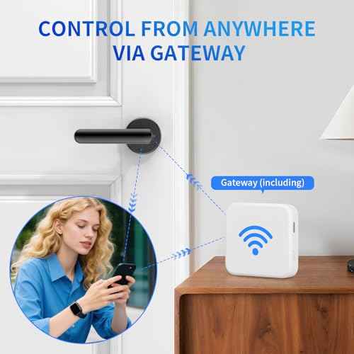 Fingerprint Door Lock- biometric Smart Door knob- passcode keypad Door Handle£¬for Bedroom Hotel Office Apartment (Black+WI-FI)