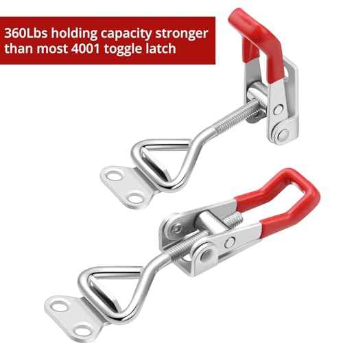 Hicarer 36 Pcs Toggle Latch Clamp Adjustable 330 Lbs Holding Capacity Pull Latch 4001 Heavy Duty Latch Lock Metal Door Latches Sturdy Latches Hardware for Smoker Lid Tool Box(Red, No Lock Hole)