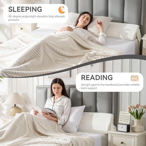 King Bed Wedge Pillow Headboard (76"x10"x6"), Bed Mattress Gap Filler Close The Gap (0-6 in) with Side Pocket