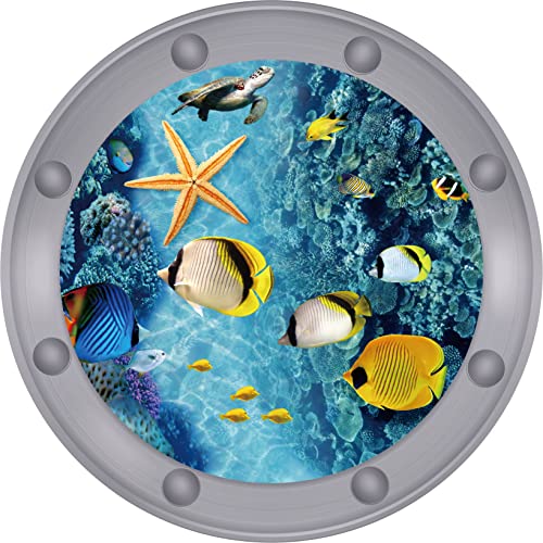 3PCS Ocean Animal Stickers-Wall Decor Wall Decals Peel and Stick, Fish, Ocean Turtle and Coral Patterns Room Decor 3D Stickers(12x12 inch)