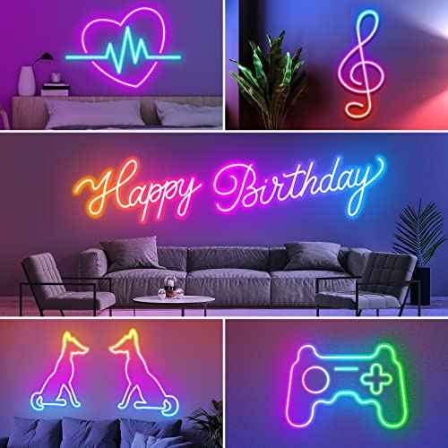 AILBTON 60Ft Neon Rope Lights,Flexible Led Rope Lights Control with App/Remote,Multiple Modes Rope Lights,IP65 Outdoor RGB Led Neons Lights,Music Sync Gaming Led Neon Light Strip for Bedroom Decor