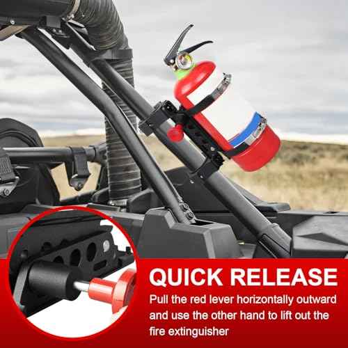 Quick Release Roll Bar Fire Extinguisher Mount Holder Bracket Kits Compatible with for UTV Polaris RZR Pioneer Can Am Maverick X3 Commander Talon ATV Jeep Wrangler with 1''-2'' Roll Cage