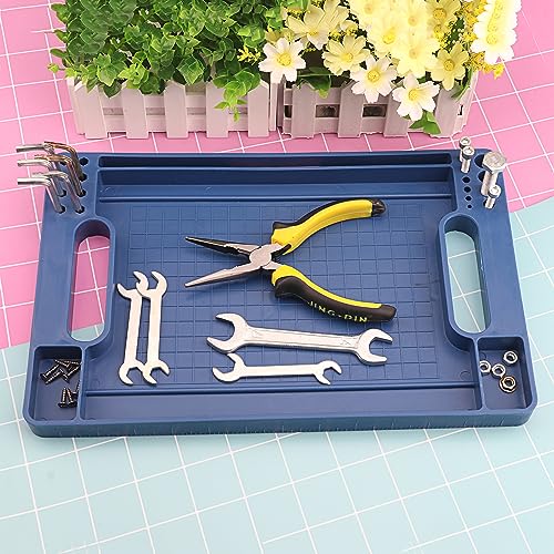 3 Pieces, Flexible Tool Tray, Rubber Tool Mat Trays, Non-Slip Tool Organizer, Heat and Oil Resistant Rubber, for Automotive and Home Tool Tray, 14 x 9 x 1 Inch, Blue