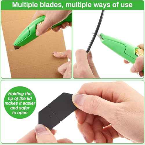 WILLBOND 2 Pcs Navajas Para Roofing Fixed Blade Roofing Knife, Heavy Duty Utility Knife for Drywall, Vinyl, Carpet Cutting, Metal Roofings Tools with Replacement Hook Blades (Green)