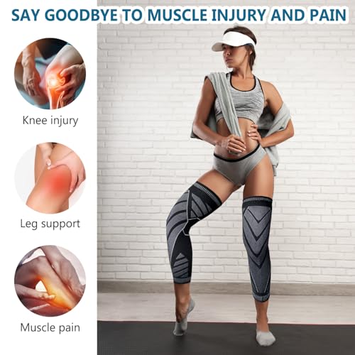 Flytex Full Leg Compression，Full leg sleeve long compression leg sleeve knee sleeve to protect legs for men and women basketball, arthritis cycling sports.(2PCS,M)