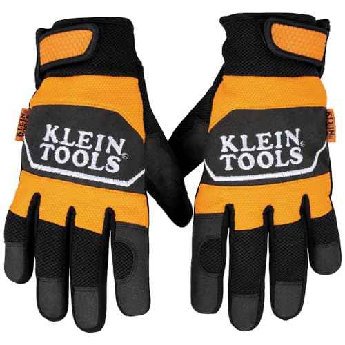 Klein Tools 60619 Work Gloves, Thinsulate Lined Thermal Winter Work Gloves, Water Resistant, Padded Palms, Medium