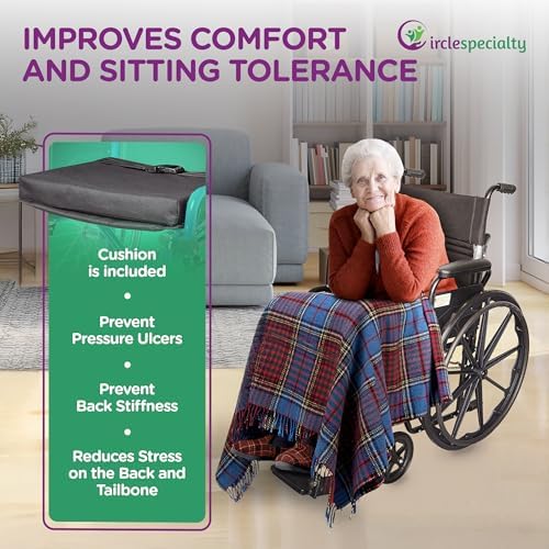 Ziggo 18” Seat Width Pediatric Wheelchair for Kids & Children, Lightweight, Manual Folding Wheelchair w/Safety Belt, Swing-Away Foot Support w/Straps, Desk Length Arm Rests, Free Cushion Accessory