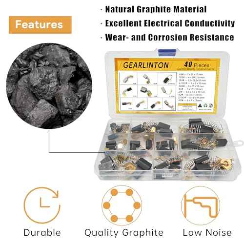 Electric Motor Carbon Brushes for Power Tools Repair Maintenance, Set of 40 PCS in 10 Different Sizes for Angle Grinders, Electric Hammer Drills, Circular Saws
