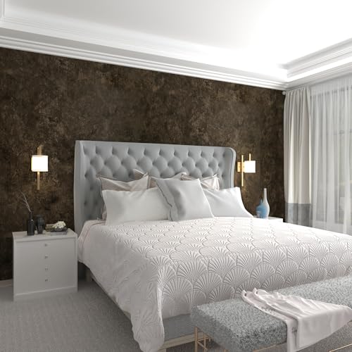 16"¡¿118" Thick Dark Tan Grey Concrete Wallpaper Peel and Stick Glossy Charcoal Gray Concrete Contact Paper Vinyl Adhesive Waterproof Brown Taupe Cement Stickers for Countertops Kitchen Walls