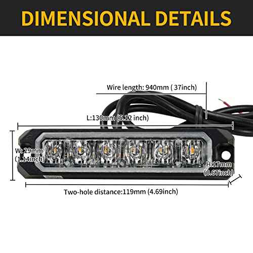 FXC 2pack 6-LED Strobe Light Purple Waterproof Emergency Beacon Flash Lights,Purishion Caution Bar 16 Patterns Flashing Car SUV Pickup Truck Van Vehicle POV