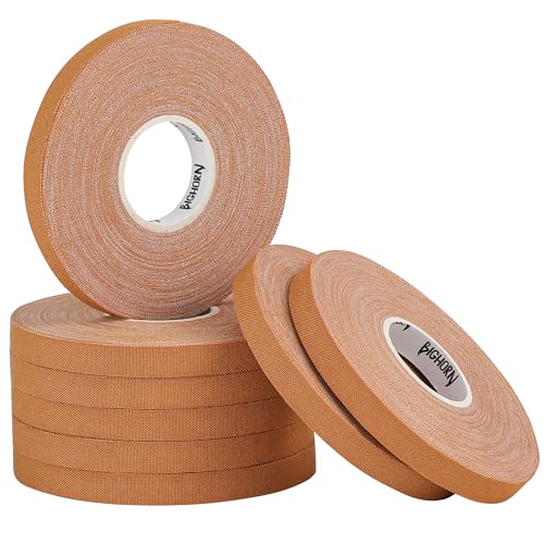Bighorn Athletics Pro Series Jiu-Jitsu Finger Tape, 8-Rolls with Tin Holder, Enhanced Strength, Residue-Free (0.3-Inch, Nude)