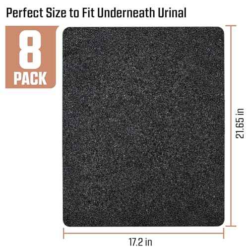 Urinal Mats (8 Pack - Rectangular) - Disposable, for Bathroom, Non-Slip Black Urinal Floor Mats | Odor-Absorbing Urinal Pads
