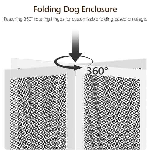 Freestanding Dog Gate Indoor, Foldable Wooden Pet Gate for The House Stairs Doorways, 4 Panels Tall Dog Fence with Support Feet, 59.5"W x 31.5"H, Extra Wide Step Over Fence, White DGHW80101