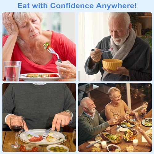 Adaptive Utensils,Weighted Utensils for Hand Tremors,Utensils for Parkinsons Patients,Elderly,Arthritis,Weak Hand Grip,Tremors&Handicapped.Stainless Steel Knife,Fork and Spoons Set (5pcs Right-Handed)