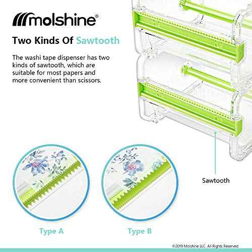 molshine Transparent Visible Desktop Multi Washi Masking Tape Dispenser,Tape Cutter,Roll Tape Holder (Not Include Masking Tape) (Beige)