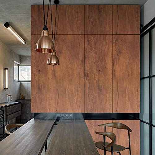Decoroom Peel and Stick Wood Grain Contact Paper 17.7"x118" Brown Wooden Look Wall Paper Self-Adhesive Wood Wallpaper Removable Vinyl Wrap for Old Furniture Kitchen Cabinets Countertop