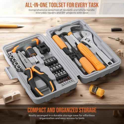 Hi-Spec 30pc Magnetic T-Handle Ratchet Wrench and Screwdriver Set. Small Compact Hand Tool Kit Set with Sockets for Home & Car & Office. Toolkit Starter Repairs in a Portable Tool Box Case