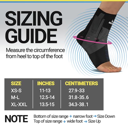BioSkin Ankle Compression Brace - Ankle Wrap for Sprained Ankle, Post Injury Ankle Brace, Ankle Support Brace for Women and Men, Swollen Feet Relief, HSA or FSA Eligible