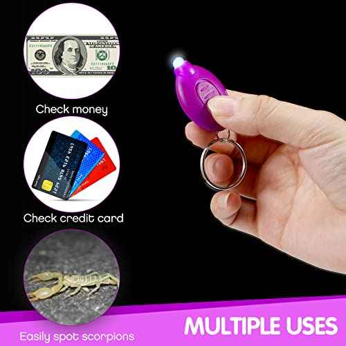 50 Pcs Mini UV LED Keychain Flashlight 395nm UV Light Black Light Keychain Flashlight Portable UV Keychain Flashlight for PET Urine Passport ID Card and Currency, UV Light Key Ring Light Torch