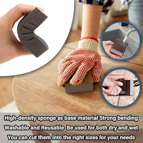 Sanding Sponge 60 80 100 120 150 180 220 Grit Reusable and Washable Wet Dry Sand Block Coarse Medium Fine Sandpaper Blocks for Wood Drywall Metal Crafts (Pack of 7 Pcs)
