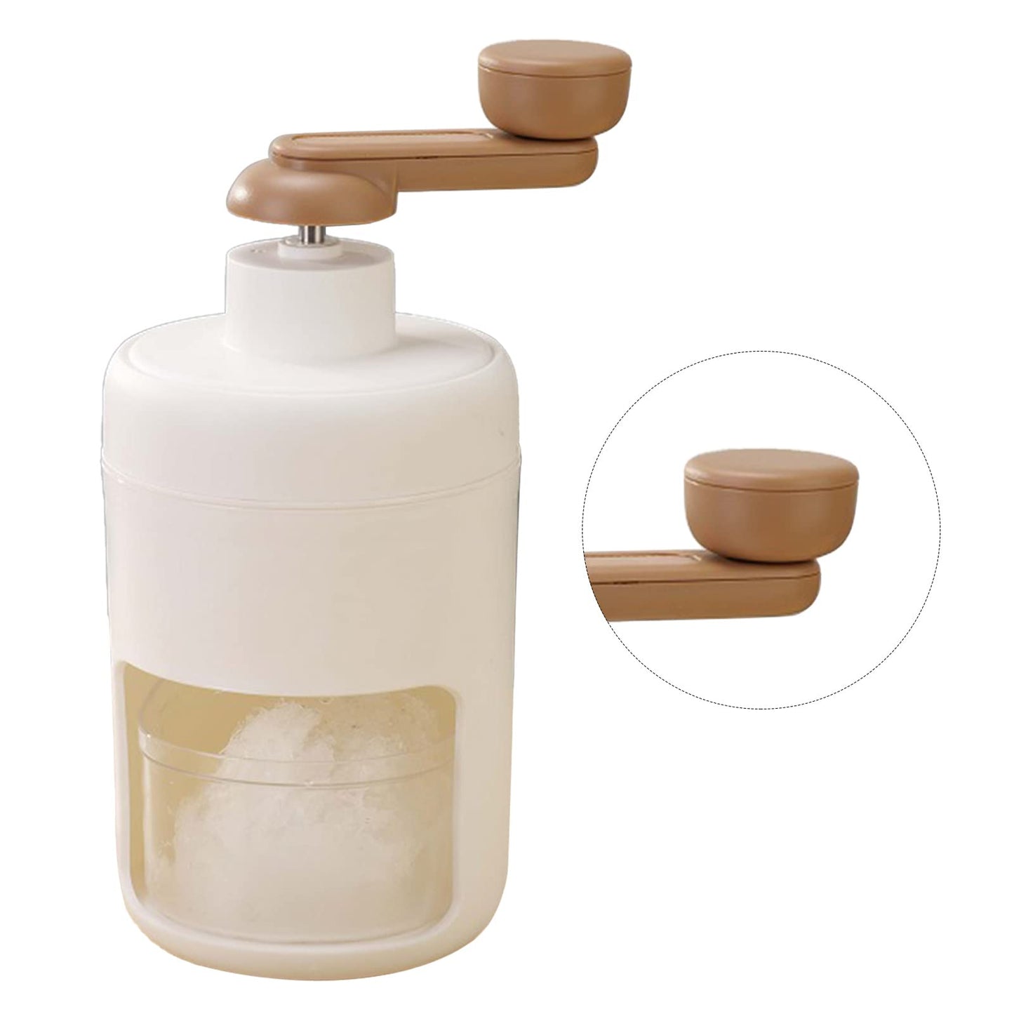 Hand Crank Ice Crusher Food Grade Mini Snow Cone Machine Home Use White (White)